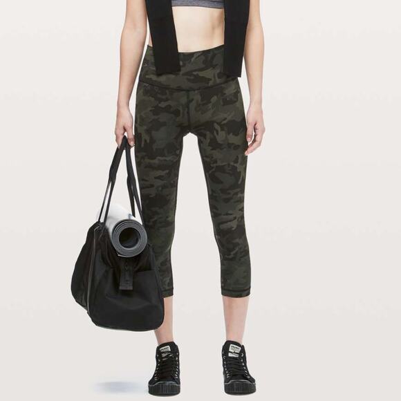 Lululemon Wunder Under Crop High Rise Camo Leggings Incognito Camo Size 6 - Picture 1 of 9